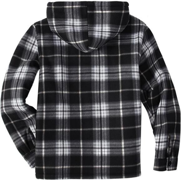 Men's Flannel Shirt Jacket Fleece Sherpa Lined Plaid Jackets Coat Full - Picture 2 of 6